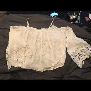 White Boho plus size crop top